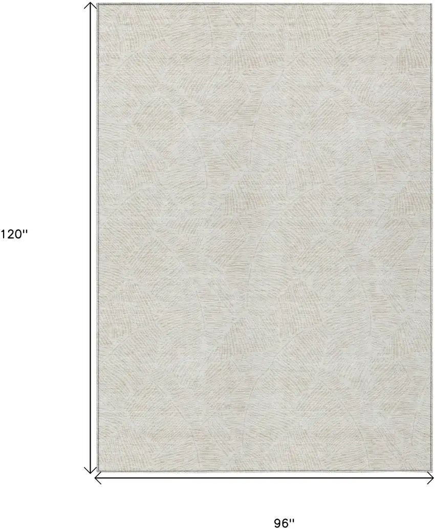 Ivory And Beige Floral Washable Indoor Outdoor Area Rug Photo 3