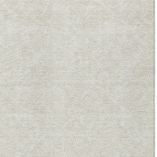 Ivory And Beige Floral Washable Indoor Outdoor Area Rug Photo 6