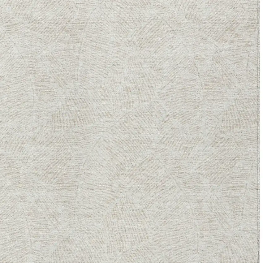 Ivory And Beige Floral Washable Indoor Outdoor Area Rug Photo 6