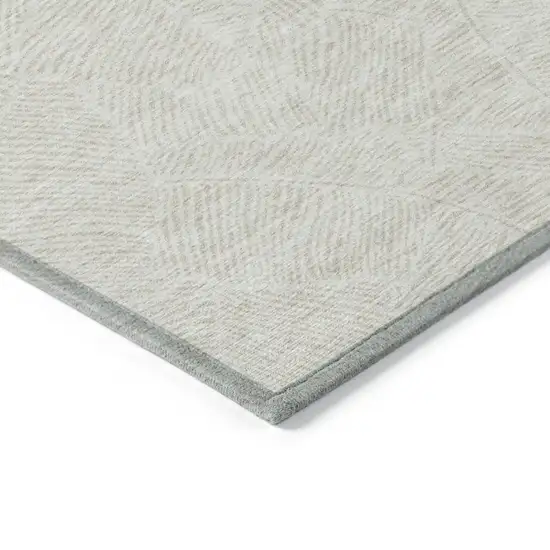 Ivory And Beige Floral Washable Indoor Outdoor Area Rug Photo 5