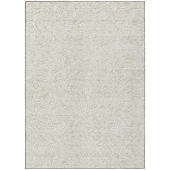 Ivory And Beige Floral Washable Indoor Outdoor Area Rug Photo 2