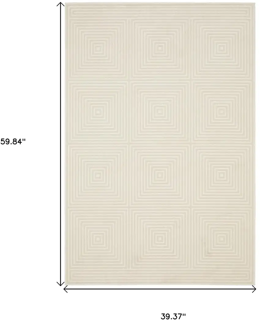 Ivory And Beige Geometric Area Rug Photo 3