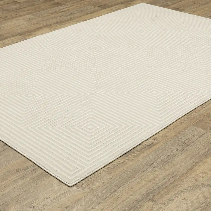 Ivory And Beige Geometric Area Rug Photo 8