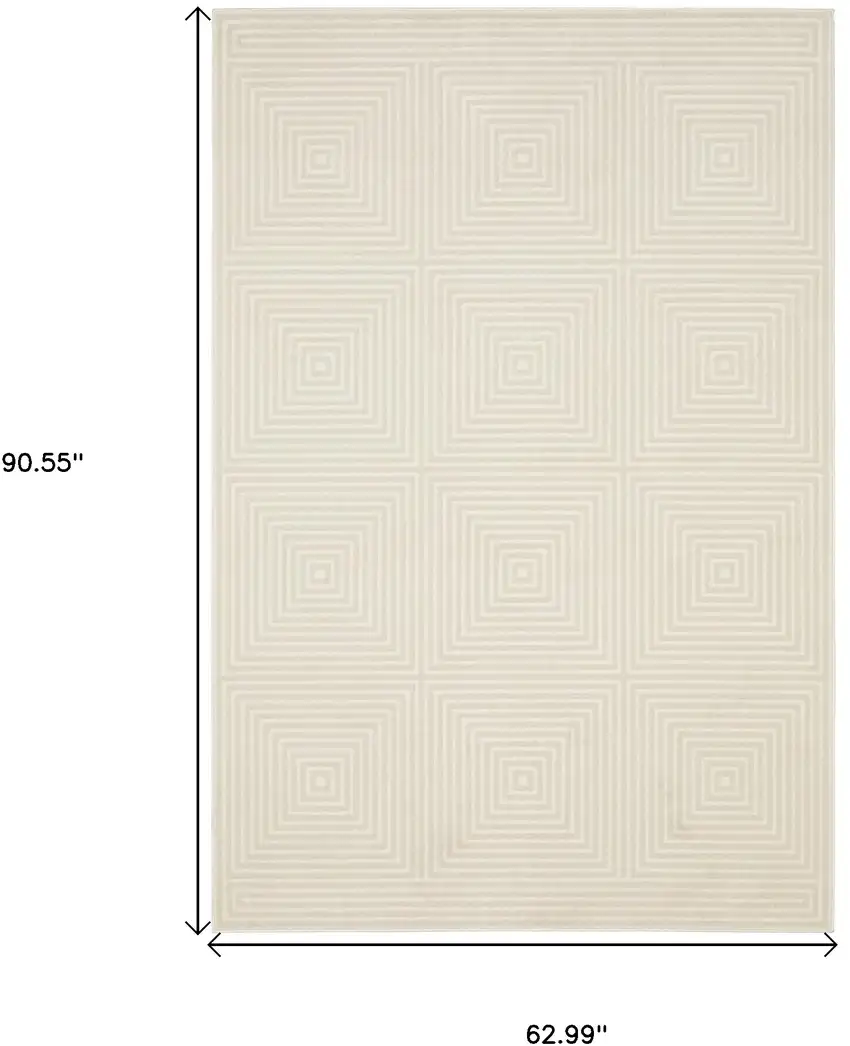 Ivory And Beige Geometric Area Rug Photo 3