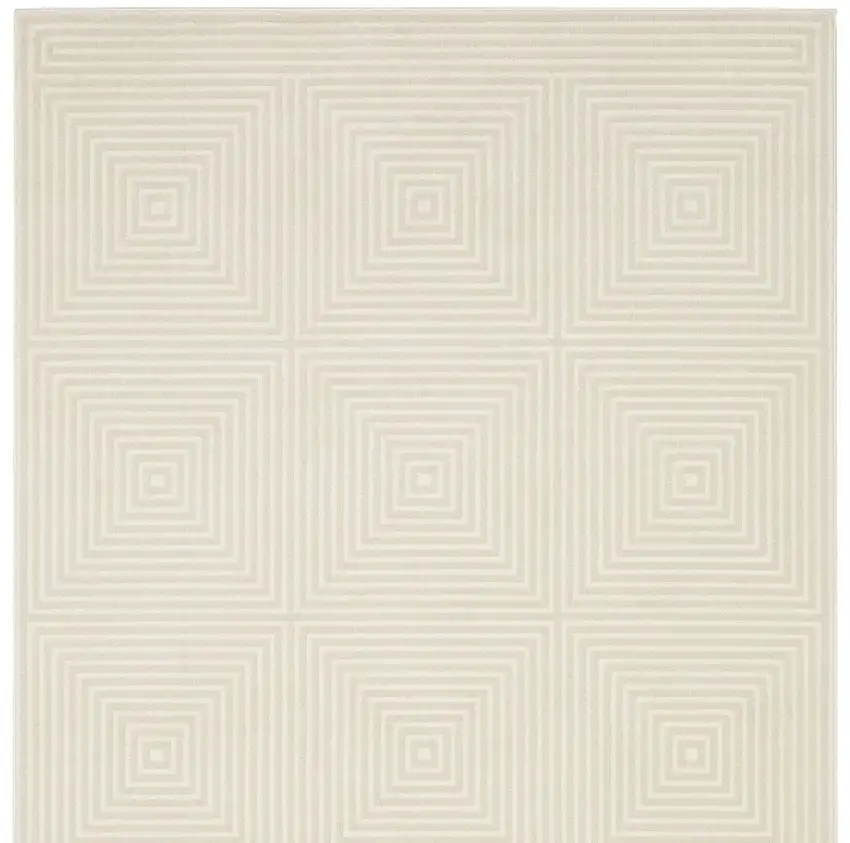 Ivory And Beige Geometric Area Rug Photo 4