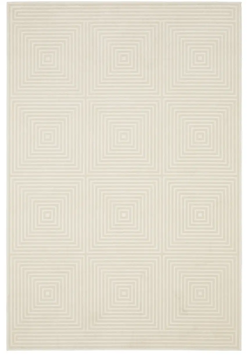 Ivory And Beige Geometric Area Rug Photo 2