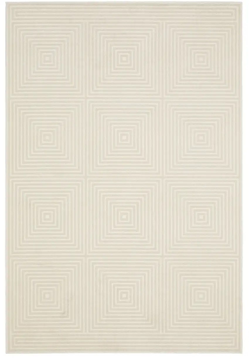 Ivory And Beige Geometric Area Rug Photo 4