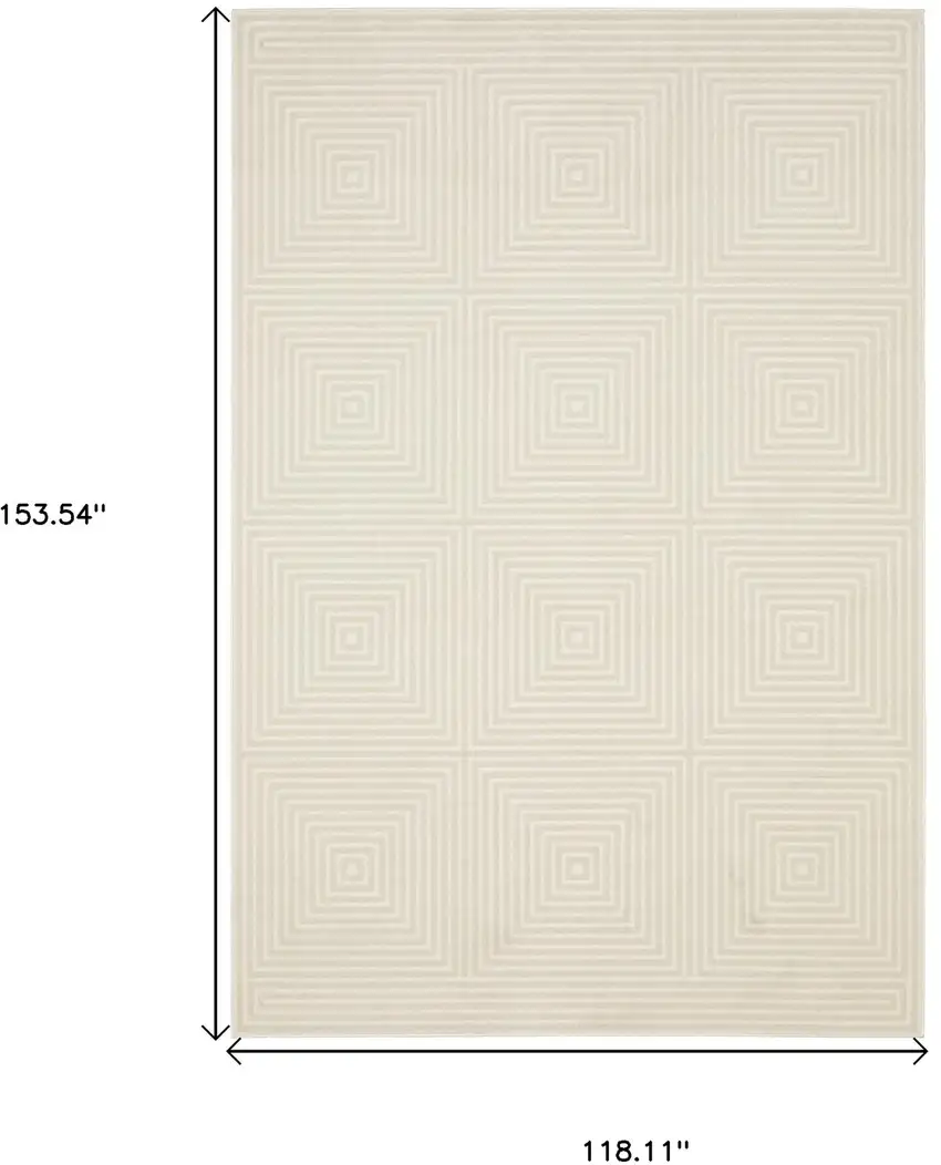 Ivory And Beige Geometric Area Rug Photo 3