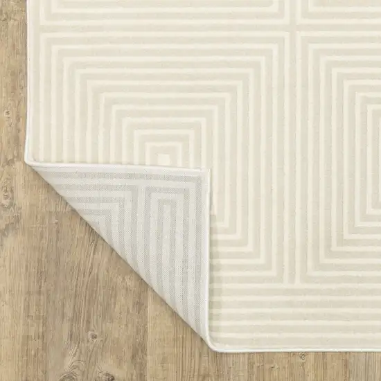 Ivory And Beige Geometric Area Rug Photo 9