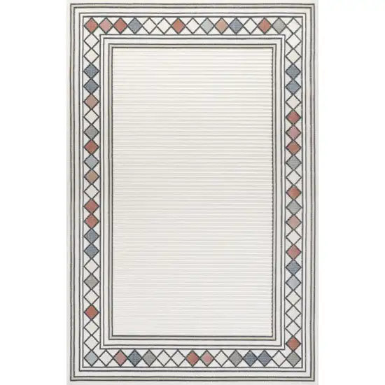 Ivory And Beige Geometric Indoor Outdoor Area Rug Photo 1