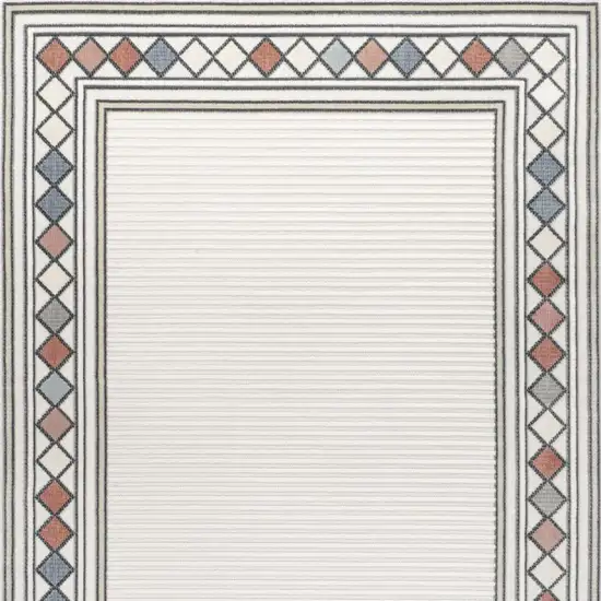 Ivory And Beige Geometric Indoor Outdoor Area Rug Photo 3