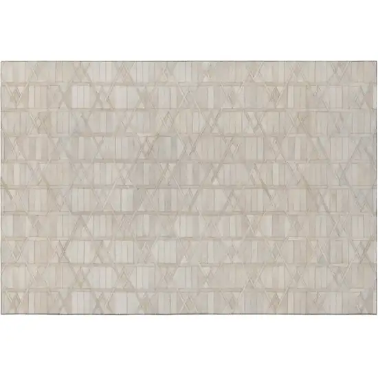 Ivory And Beige Diamond Washable Area Rug With UV Protection Photo 2