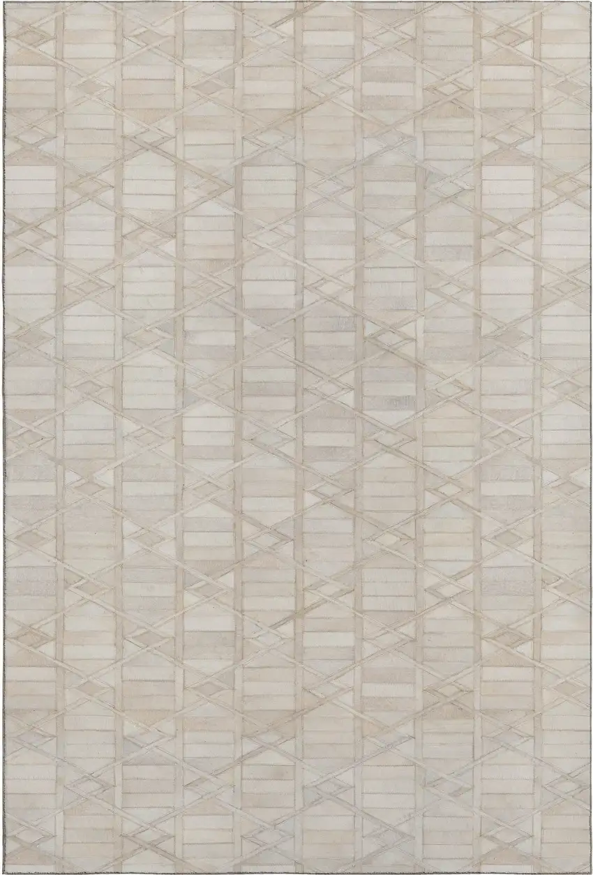 Ivory And Beige Geometric Washable Area Rug With UV Protection Photo 2
