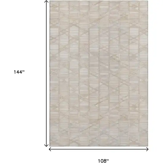 Ivory And Beige Geometric Washable Area Rug With UV Protection Photo 3