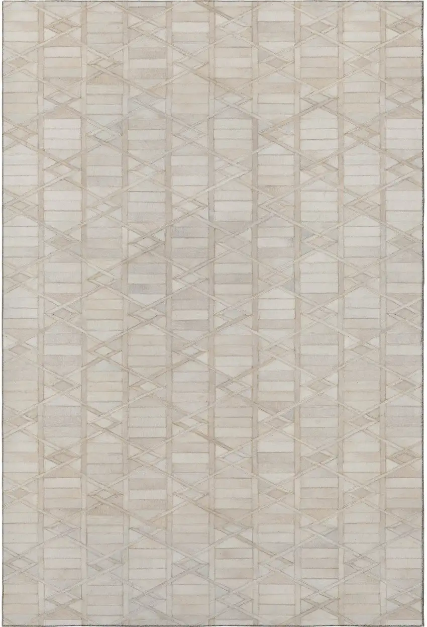 Ivory And Beige Geometric Washable Area Rug With UV Protection Photo 4