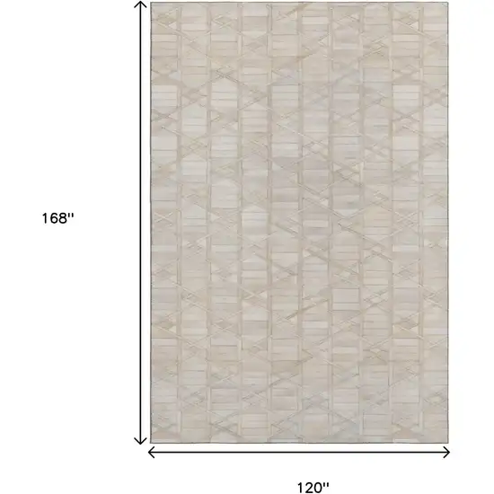 Ivory And Beige Geometric Washable Area Rug With UV Protection Photo 3