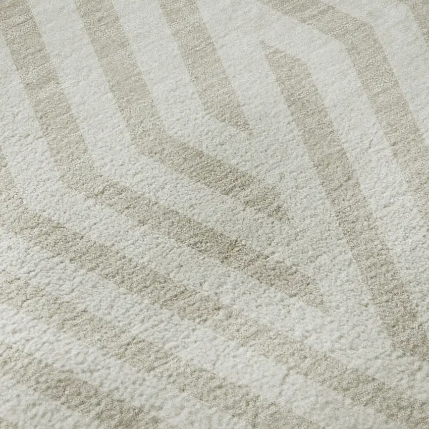 Ivory And Beige Geometric Washable Area Rug With UV Protection Photo 9