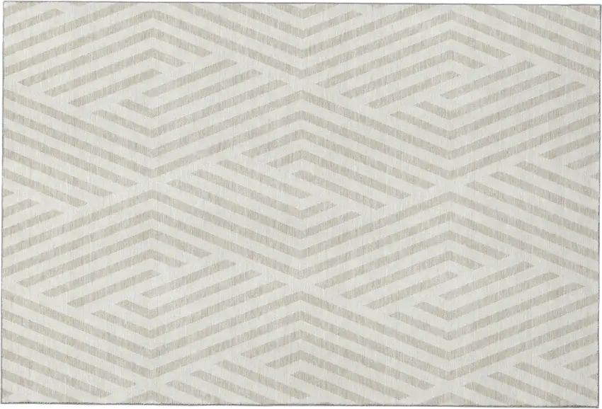 Ivory And Beige Geometric Washable Area Rug With UV Protection Photo 2