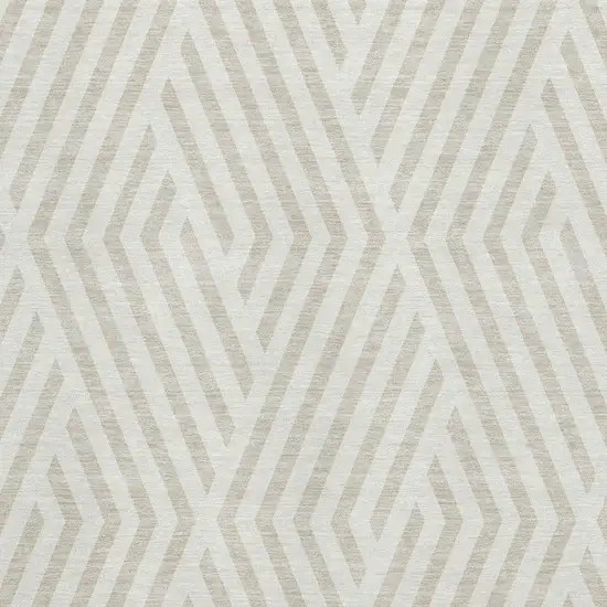 Ivory And Beige Geometric Washable Area Rug With UV Protection Photo 3