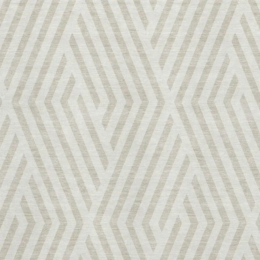 Ivory And Beige Geometric Washable Area Rug With UV Protection Photo 3