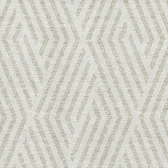 Ivory And Beige Geometric Washable Area Rug With UV Protection Photo 3
