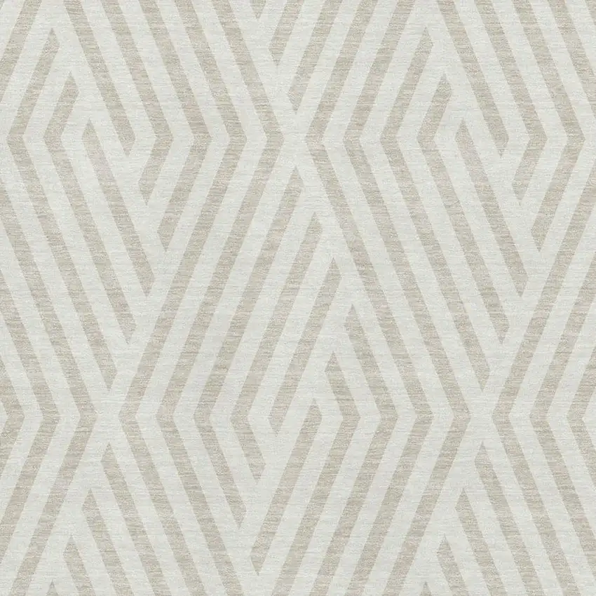 Ivory And Beige Geometric Washable Area Rug With UV Protection Photo 3