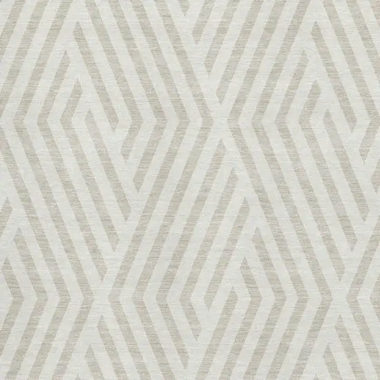 Ivory And Beige Geometric Washable Area Rug With UV Protection Photo 3