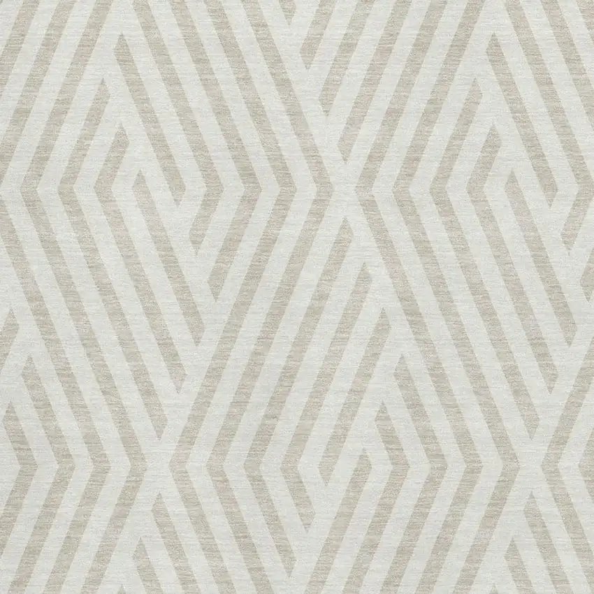 Ivory And Beige Geometric Washable Area Rug With UV Protection Photo 3