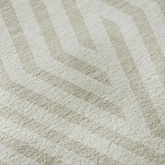 Ivory And Beige Geometric Washable Area Rug With UV Protection Photo 9