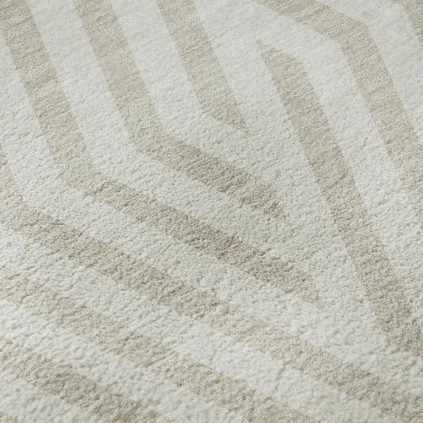 Ivory And Beige Geometric Washable Area Rug With UV Protection Photo 9