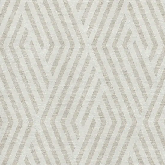 Ivory And Beige Geometric Washable Area Rug With UV Protection Photo 3