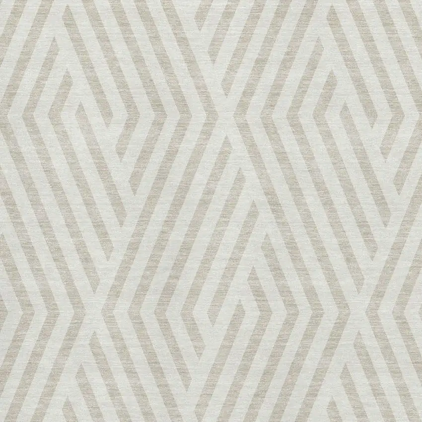 Ivory And Beige Geometric Washable Area Rug With UV Protection Photo 3