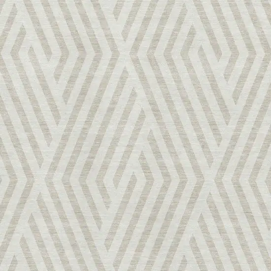 Ivory And Beige Geometric Washable Area Rug With UV Protection Photo 3