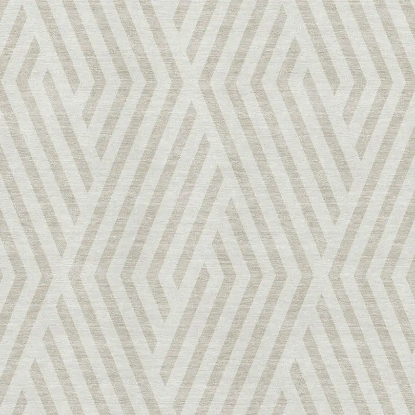 Ivory And Beige Geometric Washable Area Rug With UV Protection Photo 3