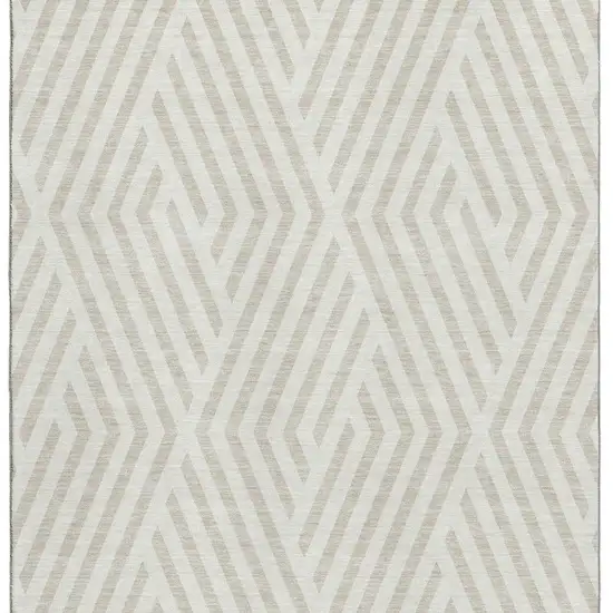 Ivory And Beige Geometric Washable Area Rug With UV Protection Photo 4