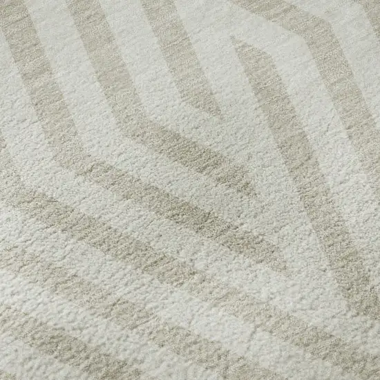 Ivory And Beige Geometric Washable Area Rug With UV Protection Photo 9