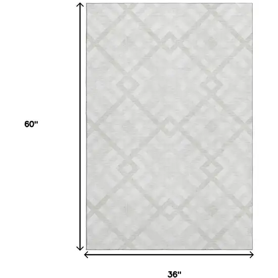 Ivory And Beige Geometric Washable Area Rug With UV Protection Photo 3