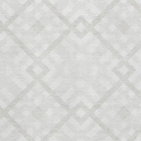 Ivory And Beige Geometric Washable Area Rug With UV Protection Photo 3