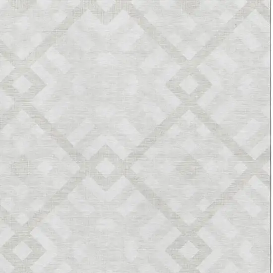 Ivory And Beige Geometric Washable Area Rug With UV Protection Photo 3