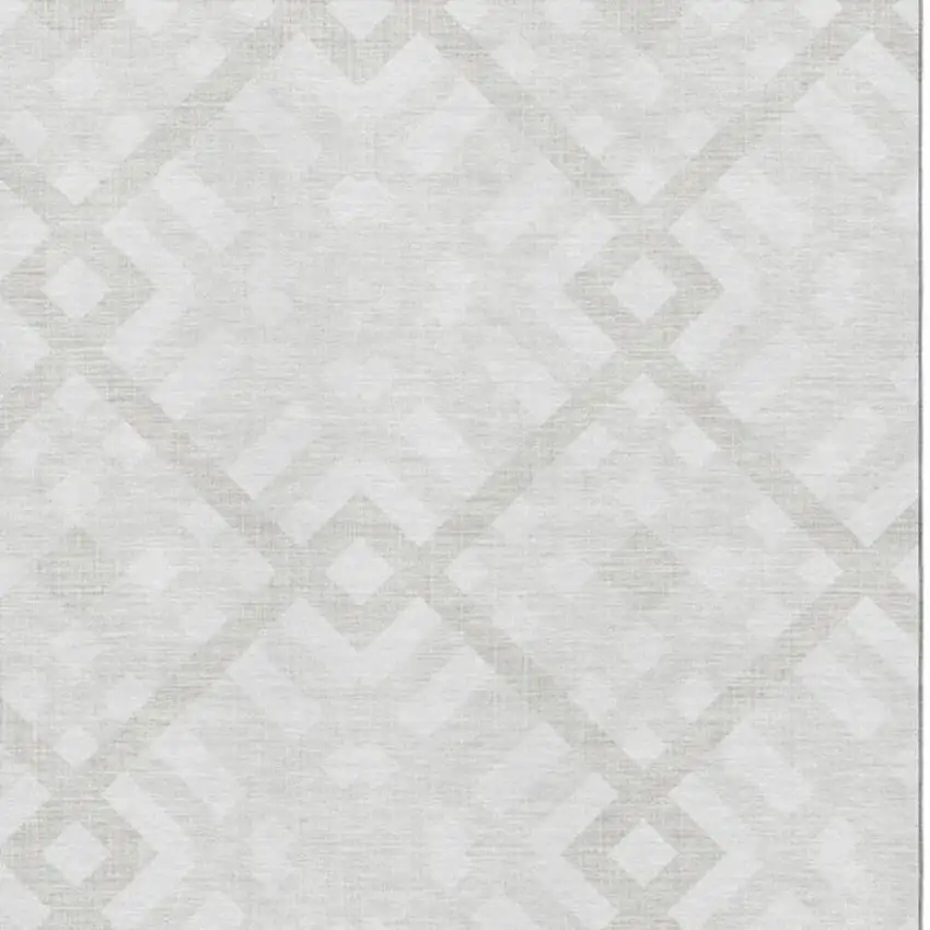Ivory And Beige Geometric Washable Area Rug With UV Protection Photo 3