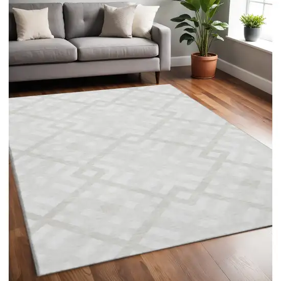 Ivory And Beige Geometric Washable Area Rug With UV Protection Photo 2