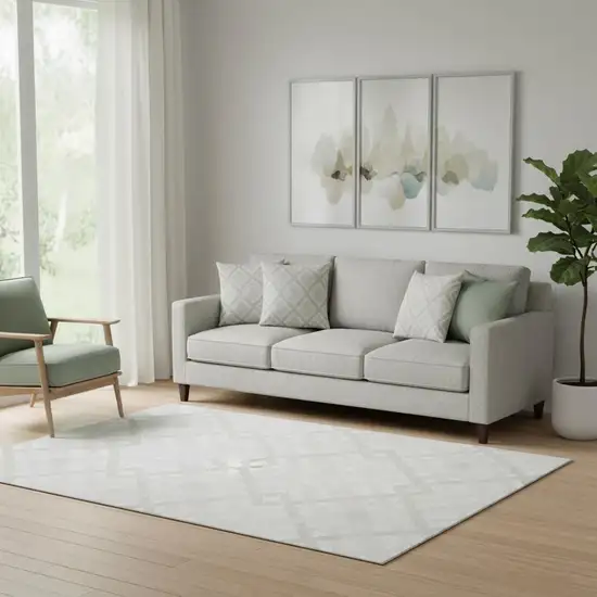 Ivory And Beige Geometric Washable Area Rug With UV Protection Photo 1