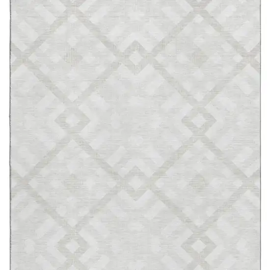 Ivory And Beige Geometric Washable Area Rug With UV Protection Photo 4