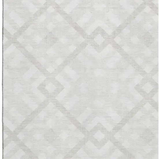 Ivory And Beige Geometric Washable Area Rug With UV Protection Photo 3