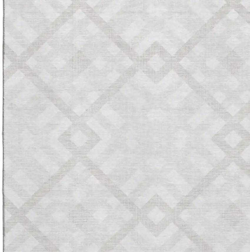 Ivory And Beige Geometric Washable Area Rug With UV Protection Photo 3