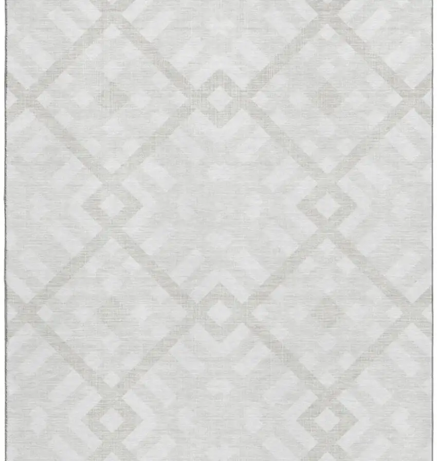 Ivory And Beige Geometric Washable Area Rug With UV Protection Photo 4
