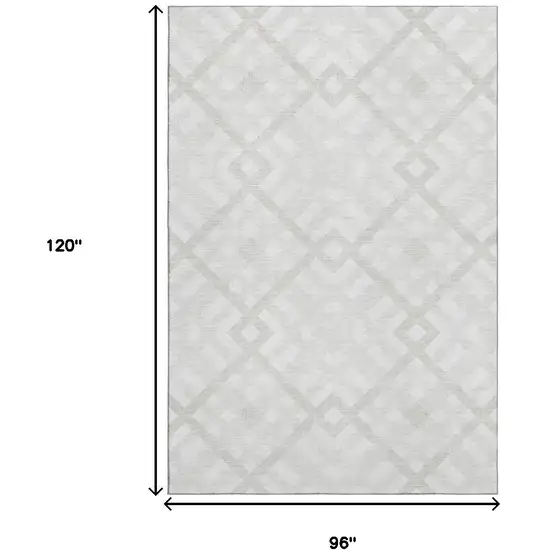 Ivory And Beige Geometric Washable Area Rug With UV Protection Photo 3