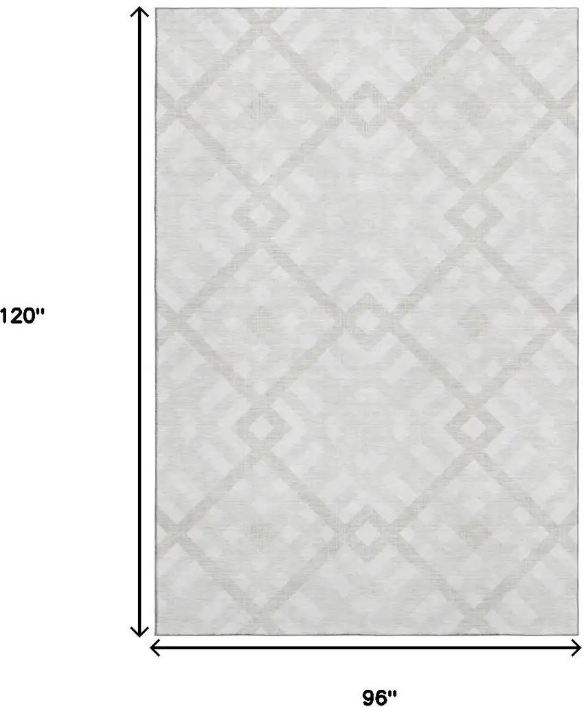 Ivory And Beige Geometric Washable Area Rug With UV Protection Photo 3