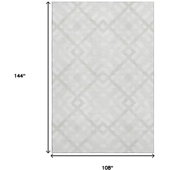 Ivory And Beige Geometric Washable Area Rug With UV Protection Photo 3
