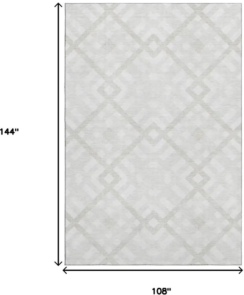Ivory And Beige Geometric Washable Area Rug With UV Protection Photo 3
